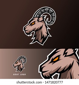 goat sheeep mascot sport esport logo template black fur green horn for team, personal, club