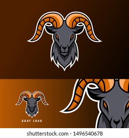 Goat sheeep mascot sport gaming esport logo template black fur green horn for squad team club