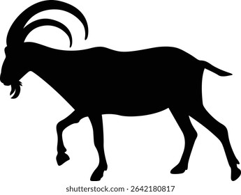 Goat. Sheep.. Black Goat. Silhouette. Animals. Running Goat. Vector. Clean and minimal design, perfect for logos, icons, conservation posters, and animal-themed artwork.