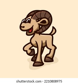 Goat sheep cartoon mascot, flat design style