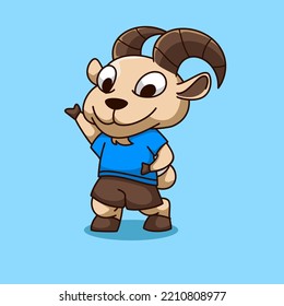 Goat sheep cartoon mascot, flat design style