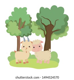 Goat and sheep cartoon vector design