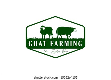 goat or sheep farming vector illustration for logo or label