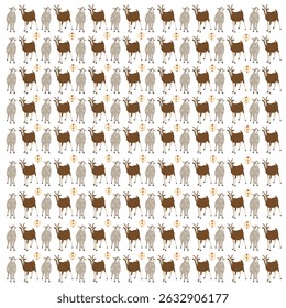 goat, sheep with fruit as a pattern background
