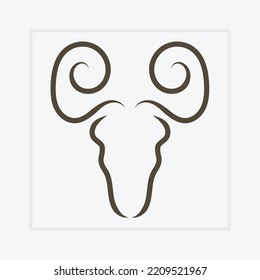 Goat, sheep head ram face abstract vector logo