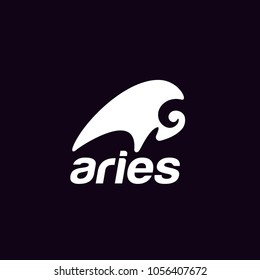 Goat Sheep Horn, Aries Bighorn Ram Silhouette logo design inspiration