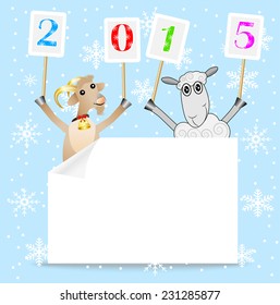 goat and sheep with numbers 2015,vector illustration