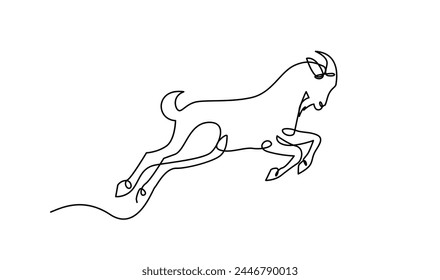 goat sheep One continuous single line hand drawn isolated background template