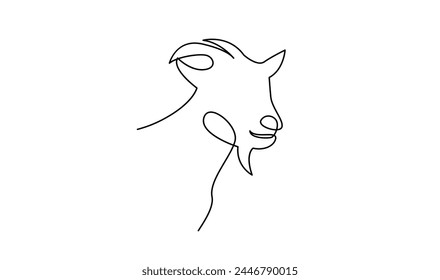 goat sheep One continuous single line hand drawn isolated background template