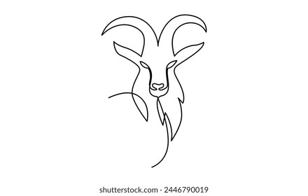 goat sheep One continuous single line hand drawn isolated background template