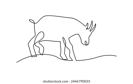 goat sheep One continuous single line hand drawn isolated background template