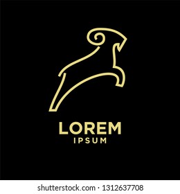 goat sheep rams jump line logo icon designs vector simple black gold illustration
