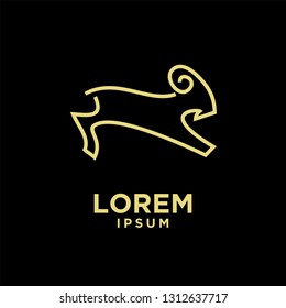 goat sheep rams jump line logo icon designs vector simple black gold illustration