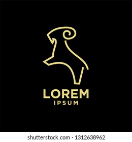 goat sheep rams jump line logo icon designs vector simple black gold illustration
