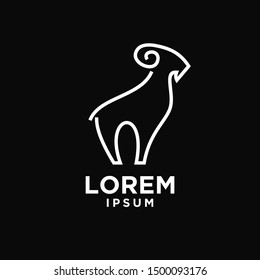 goat sheep rams line butting logo icon designs vector simple black illustration