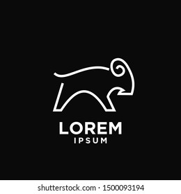 goat sheep rams line butting logo icon designs vector simple black illustration