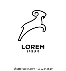 goat sheep rams line jump logo icon designs vector simple black illustration