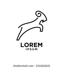 goat sheep rams line jump logo icon designs vector simple black illustration