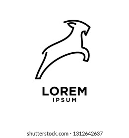 goat sheep rams line jump logo icon designs vector simple black illustration