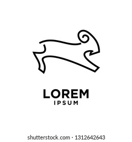 goat sheep rams line jump logo icon designs vector simple black illustration