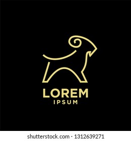 goat sheep rams line logo icon designs vector simple black gold illustration