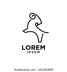 goat sheep rams line standing logo icon designs vector simple black illustration