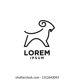 goat sheep rams line standing logo icon designs vector simple black illustration