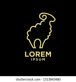 goat sheep rams line standing logo icon designs vector simple black gold illustration