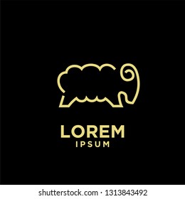 goat sheep rams line standing logo icon designs vector simple black gold illustration