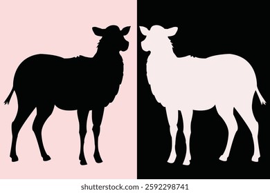 Goat Sheep Silhouette vector isolated black and white
