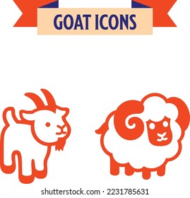 goat with a sheep vector flat illustration isolated on white background.