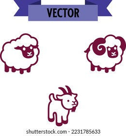 cabra con una ilustración plana vectorial ovino aislada sobre fondo blanco.