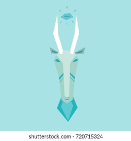 The goat with a shining eye between the horns