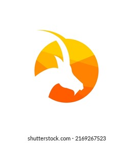 goat side look logo design vector sign