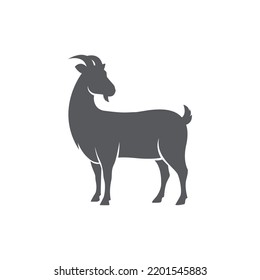 Goat side view silhouette. Farm goat animal logo design. Vector illustration