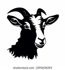 Goat silhouette. Goat black icon on white background