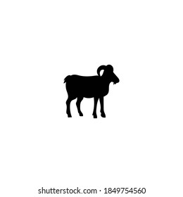 Goat Silhouette black logo vector template, a lamb standing side view black design on white background