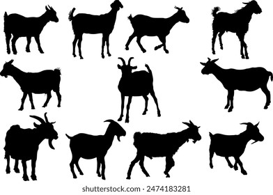 Goat Silhouette Bundle Vector Collection