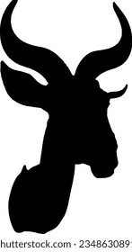 goat silhouette with horns. Vector graphics. isolated silhouette on white background
