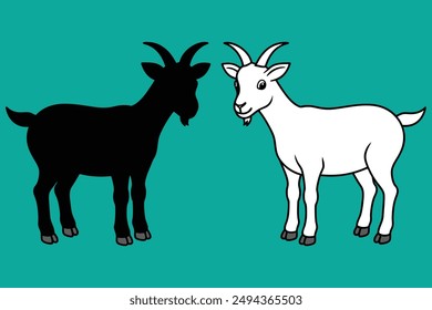 Goat silhouette icon symbol logo black design vector illustration. goat and mosque silhouette illustration. Goat logo images illustration design. black icon on white background. Goat Vector Art.