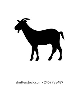 Goat silhouette icon vector. Farm goat, glyph, solid icon. Livestock concept. Goat sign on white background. Goat meat solid sign. Cheese illustration. Dairy products. Milk symbol. Meat logo