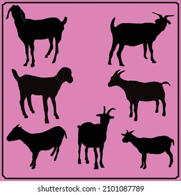 Goat Silhouette, goat Icon, vector illustration