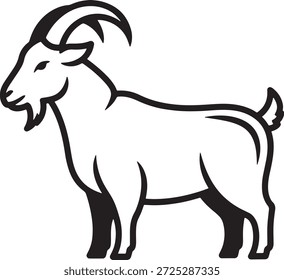 Icono de silueta de cabra Vector Animal de montaña Granja Ganadería Naturaleza de vida silvestre Logotipo Símbolo Signo Ilustración	
