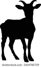 Goat Silhouette illustration Vector White Background