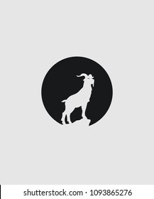 Goat silhouette isolated black circle vector illustration