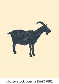 Goat silhouette. Goat. Label design. Animal silhouette.