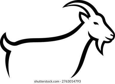 Goat Silhouette Minimalist Vector Illustration - Isolated Farm Animal Icon