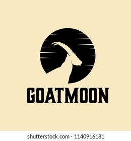 Goat silhouette and moon combination can be use for everything icon and logo