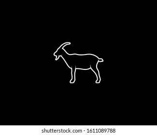 Goat Silhouette on Black Background. Isolated Vector Animal Template for Logo Company, Icon, Symbol etc