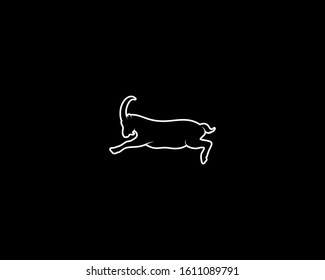 Goat Silhouette on Black Background. Isolated Vector Animal Template for Logo Company, Icon, Symbol etc